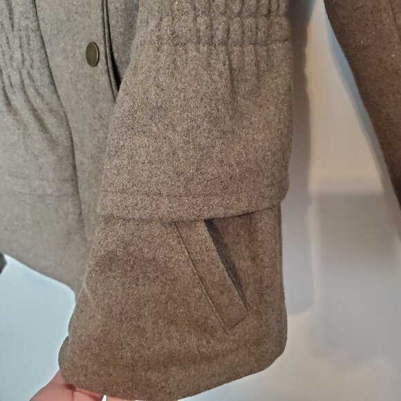 New York & Co. M‎ Wool Short Peacoat Peplum Zipper & Snap Closure Military Brown - Picture 11 of 11